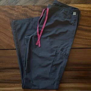 Scrub Pants -  Women's Dark Gray Scrub Pants with Pink Drawstring Small